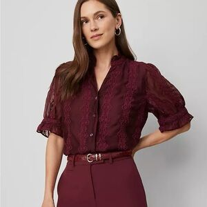 Ann Taylor Ruffle Collar Shirt